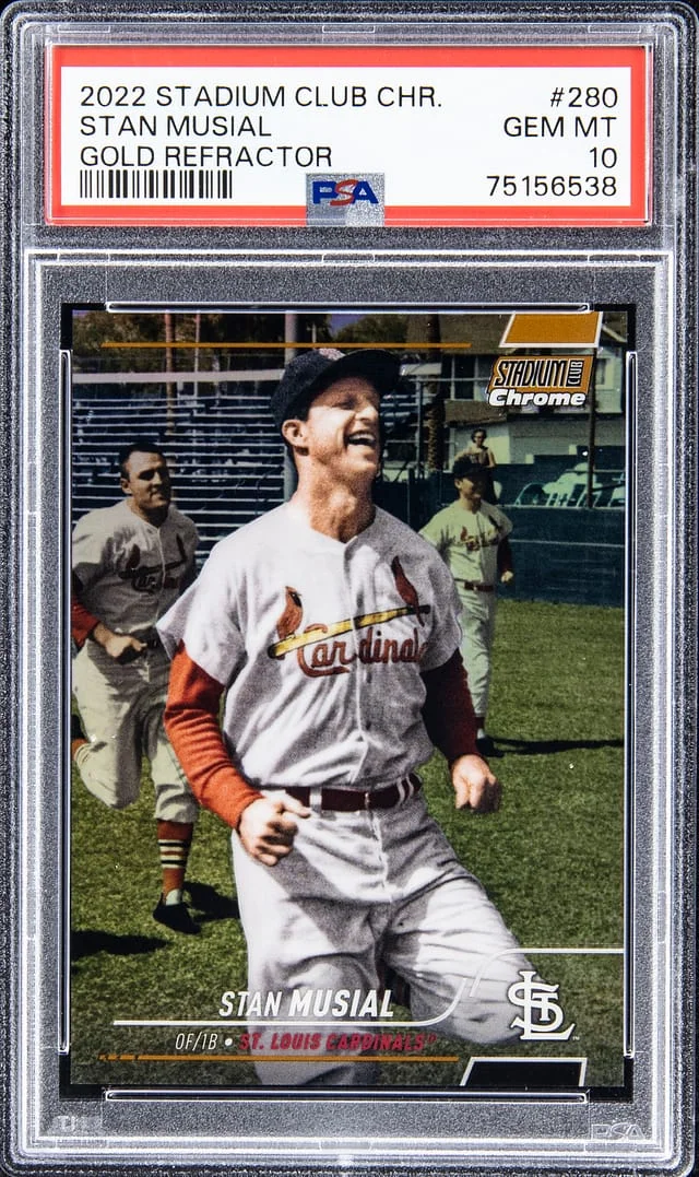 2022 Topps Stadium Club Chrome Stan Musial Gold Refractor #280 card image