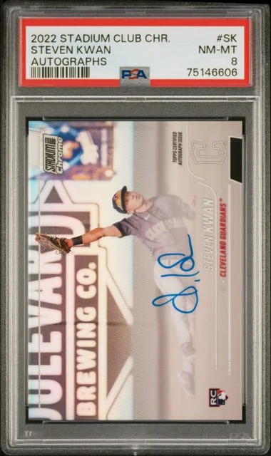 2022 Topps Stadium Club Chrome Steven Kwan Autograph #SCCUA-SK card image