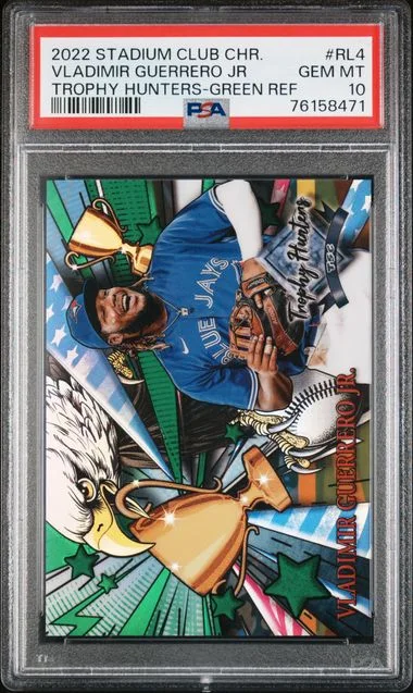 2022 Topps Stadium Club Chrome Vladimir Guerrero Jr. Trophy Hunters Green Refractor #RL4 card image
