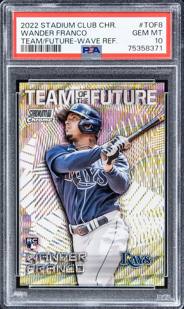 2022 Topps Stadium Club Chrome Wander Franco Team of the Future Wave Refractor #TOF8 card image