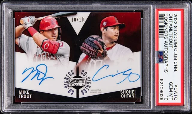 2022 Topps Stadium Club Mike Trout/Shohei Ohtani Co-Signers Autographs #CA-TO card image