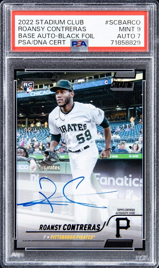 2022 Topps Stadium Club Roansy Contreras Base Autograph Black Foil #SCBARCO card image