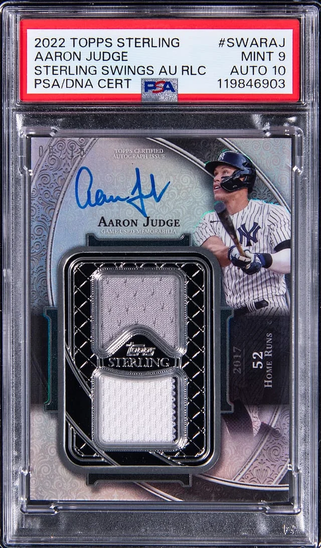 2022 Topps Sterling Aaron Judge Swings Autograph Relic #SWAR-AJ card image