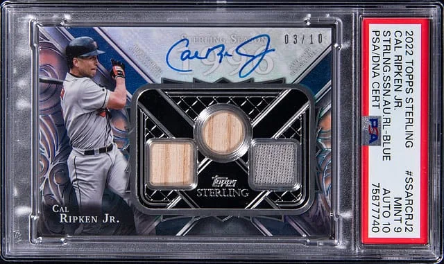 2022 Topps Sterling Cal Ripken Jr. Sterling Seasons Autograph Relics Blue #SSAR-CRJ2 card image