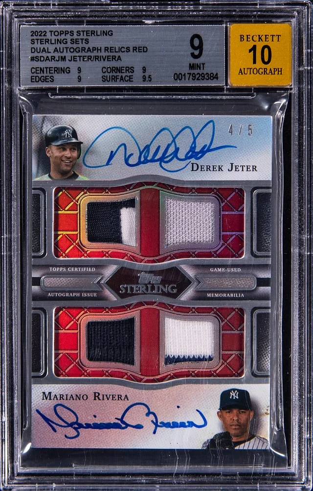 2022 Topps Sterling Derek Jeter/Mariano Rivera Sets Dual Autograph Relics Red #SDAR-JM card image