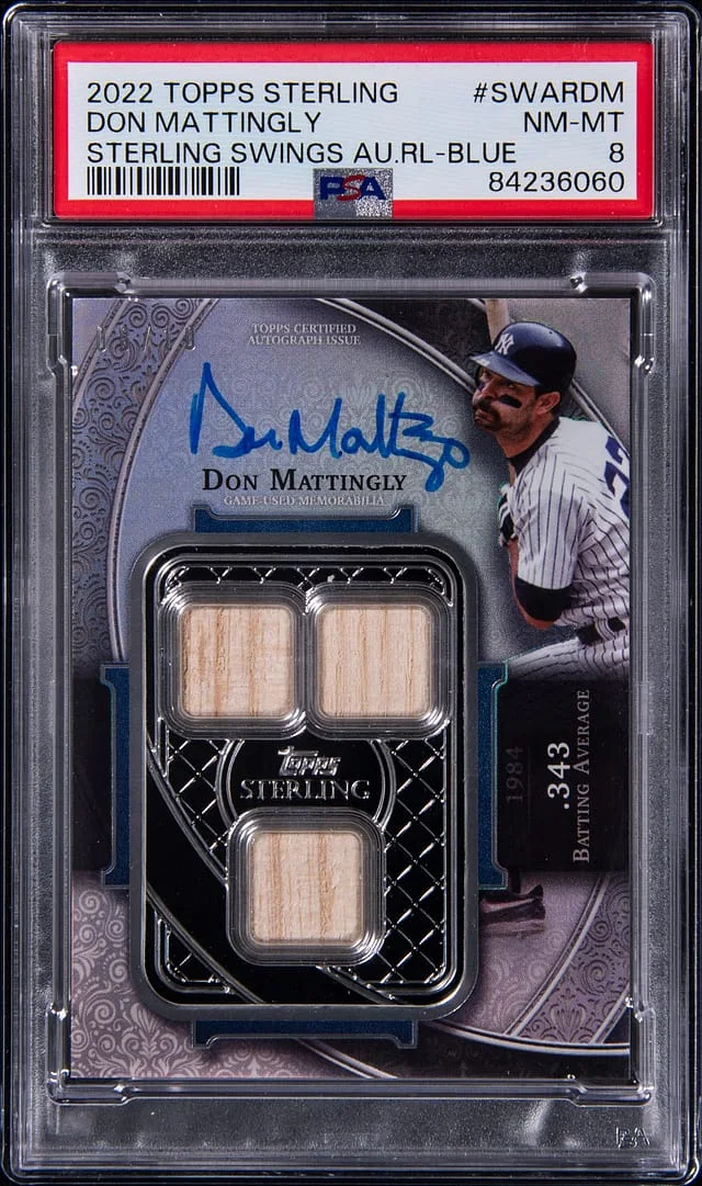 2022 Topps Sterling Don Mattingly Swings Autograph Relic Blue #SWAR-DM card image