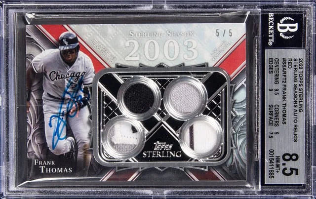 2022 Topps Sterling Frank Thomas Sterling Seasons Auto Relics Red #SSAR-FT2 card image