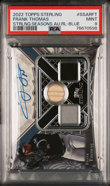 2022 Topps Sterling Frank Thomas Sterling Seasons Autograph Relics Blue #SSARFT card image