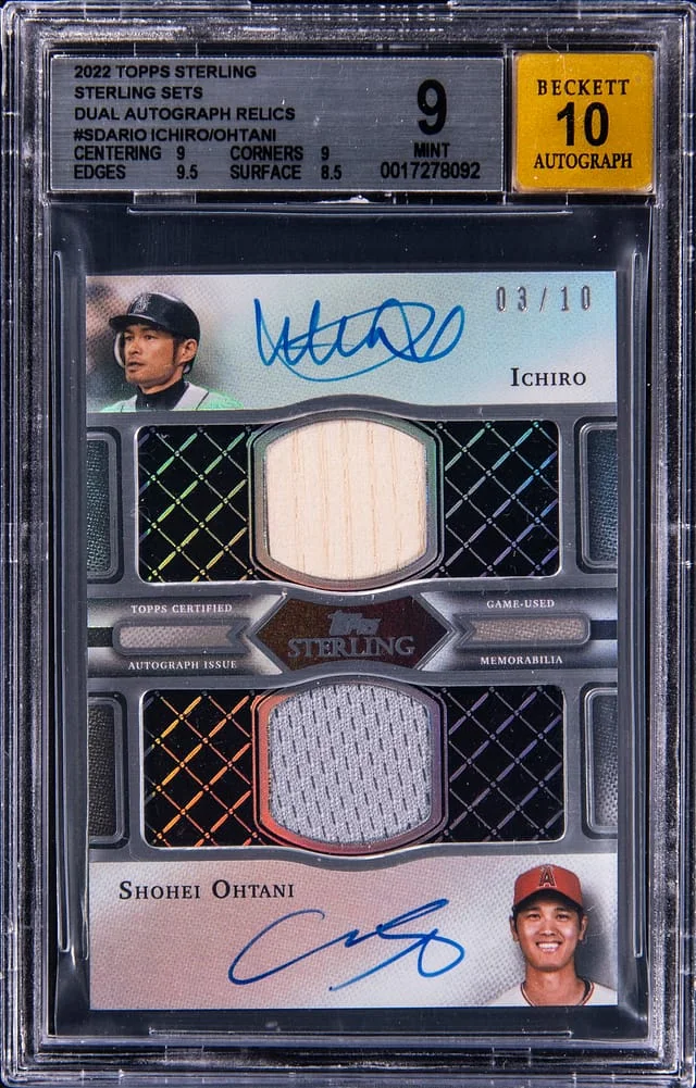 2022 Topps Sterling Ichiro/Shohei Ohtani Sets Dual Autograph Relics #SDAR-IO card image