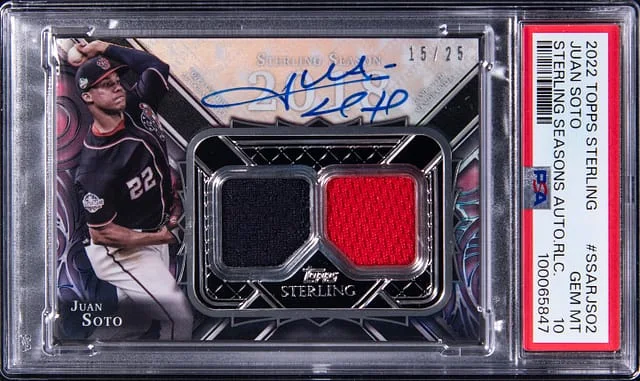 2022 Topps Sterling Juan Soto Seasons Autograph Relics #SSAR-JSO2 card image