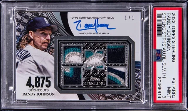 2022 Topps Sterling Randy Johnson Strikes Autograph Relics Silver #STAR-RJ card image