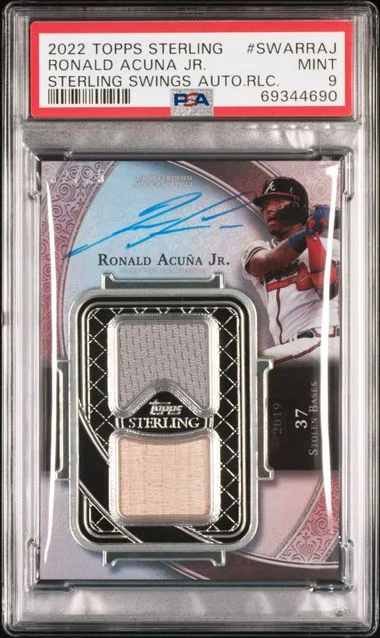 2022 Topps Sterling Ronald Acuna Jr. Swings Autograph Relics #SWAR-RAJ card image