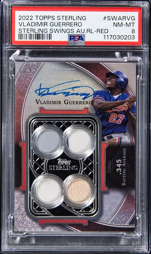 2022 Topps Sterling Vladimir Guerrero Sterling Swings Autograph Relic Red #SWAR-VG card image