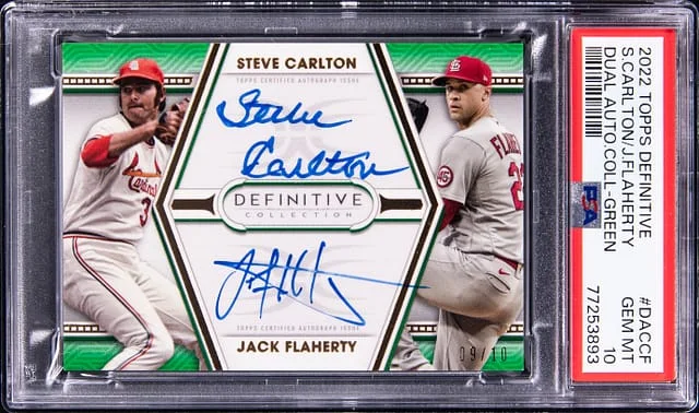 2022 Topps Steve Carlton/Jack Flaherty Definitive Collection Dual Autograph Collection Green #DAC-CF card image