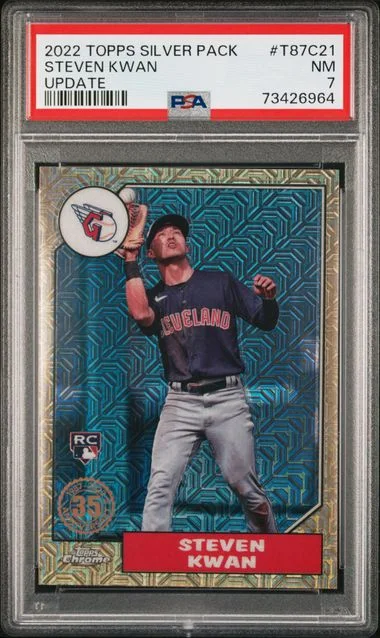 2022 Topps Steven Kwan Silver Pack 1987 Chrome Promo #T87C-21 card image