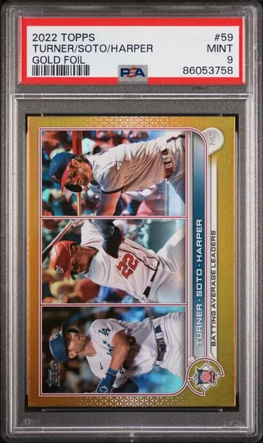 2022 Topps Trea Turner/Juan Soto/Bryce Harper Gold Foil #59 card image
