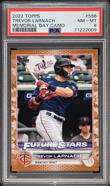 2022 Topps Trevor Larnach Memorial Day Camo #596 card image