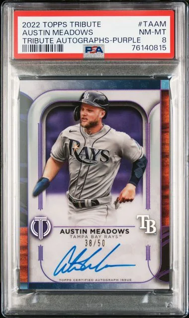 2022 Topps Tribute Austin Meadows Autographs Purple #TA-AM card image