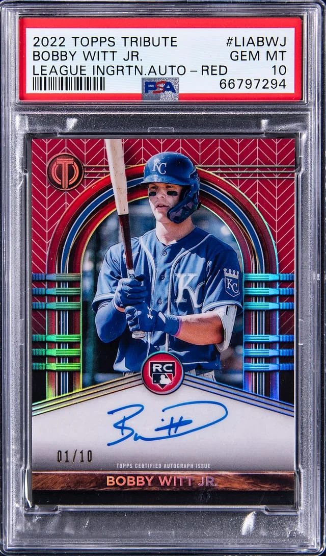 2022 Topps Tribute Bobby Witt Jr. League Inauguration Autographs Red #LIA-BWJ card image
