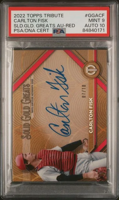 2022 Topps Tribute Carlton Fisk Solid Gold Greats Autographs Red #GGA-CF card image