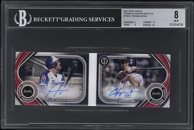 2022 Topps Tribute Freddie Freeman/Chipper Jones Tandem Autograph Booklets #TTBC-FJ card image