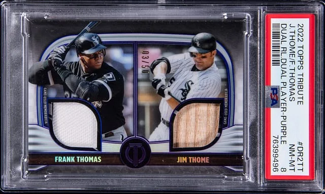 2022 Topps Tribute Jim Thome/Frank Thomas Dual Relic Dual Player Purple #DR2-TT card image