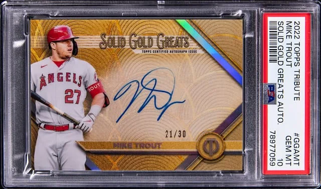 2022 Topps Tribute Mike Trout Solid Gold Greats Autograph #GGA-MT card image