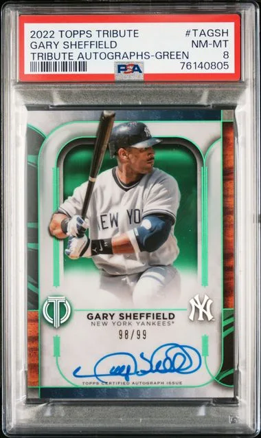 2022 Topps Tribute Tribute Autographs Green Tagsh Gary Sheffield #no-number card image