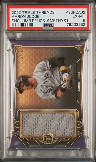 2022 Topps Triple Threads Aaron Judge Single Jumbo Relics Amethyst #Sjr2Aj2 card image