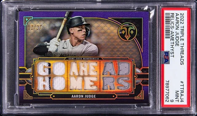 2022 Topps Triple Threads Aaron Judge Relics Amethyst #TTR-AJ4 card image