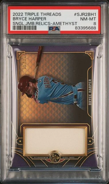 2022 Topps Triple Threads Bryce Harper Single Jumbo Relics Amethyst #Sjr2Bh1 card image