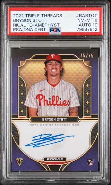 2022 Topps Triple Threads Bryson Stott Autographs Amethyst #RA-STOT card image
