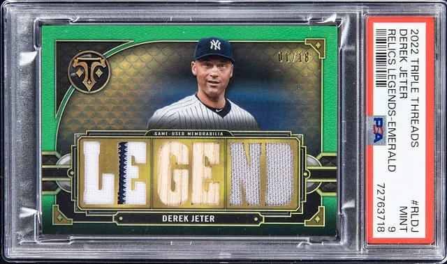 2022 Topps Triple Threads Derek Jeter Relic Legends - Emerald #RLDJ card image