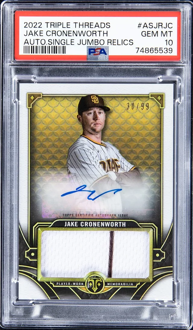 2022 Topps Triple Threads Jake Cronenworth Autograph Single Jumbo Relics #ASJRJC card image