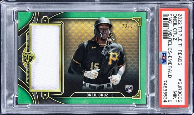 2022 Topps Triple Threads Oneil Cruz Single Jumbo Relics Emerald #SJR3OC2 card image