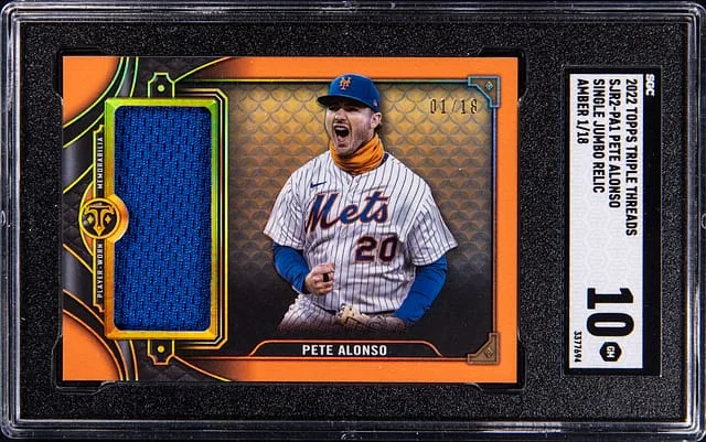 2022 Topps Triple Threads Pete Alonso Single Jumbo Relic-Amber #SJR2-PA1 card image