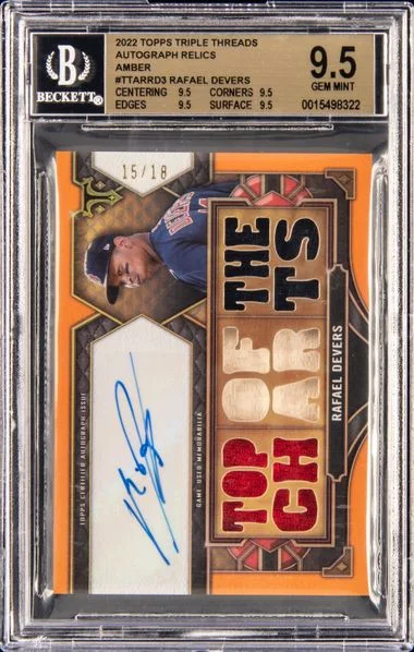 2022 Topps Triple Threads Rafael Devers Autograph Relics Amber #TTAR-RD3 card image