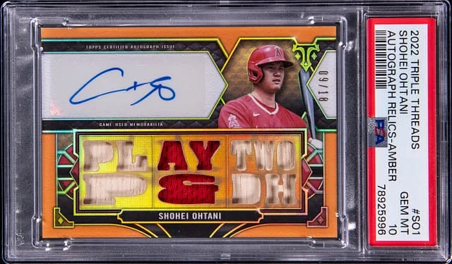 2022 Topps Triple Threads Shohei Ohtani Autograph Relics Amber #SO1 card image