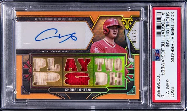 2022 Topps Triple Threads Shohei Ohtani Autograph Relics Amber #TTAR-SO1 card image