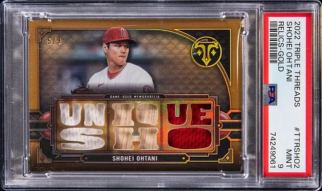 2022 Topps Triple Threads Shohei Ohtani Relics Gold #TTR-SHO2 card image