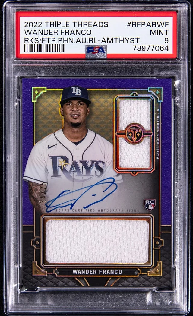 2022 Topps Triple Threads Wander Franco & Future Phenoms Autograph Relics Amethyst #RFPAR-WF card image