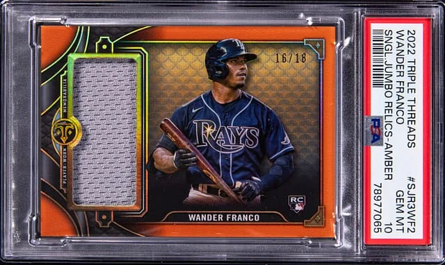 2022 Topps Triple Threads Wander Franco Single Jumbo Relics Amber #SJR3-WF2 card image