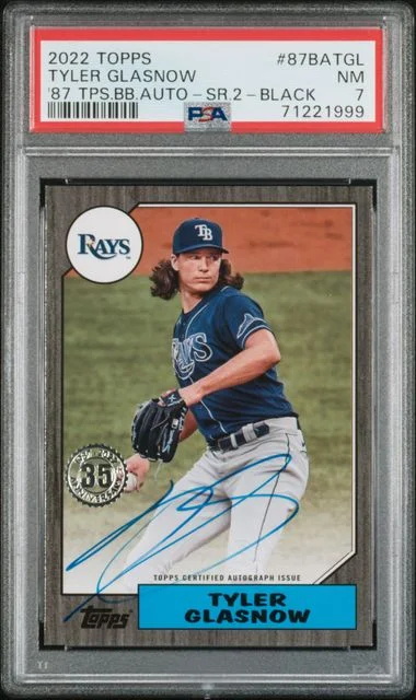 2022 Topps Tyler Glasnow 1987 Topps Baseball Autographs Series 2 Black #87BA-TGL card image
