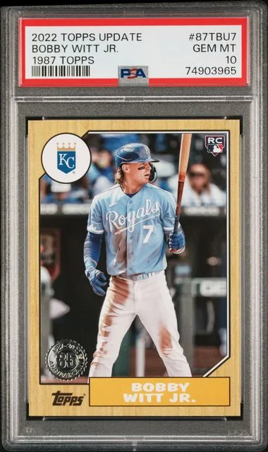 2022 Topps Update Bobby Witt Jr. 1987 Topps Baseball #87TBU-7 card image