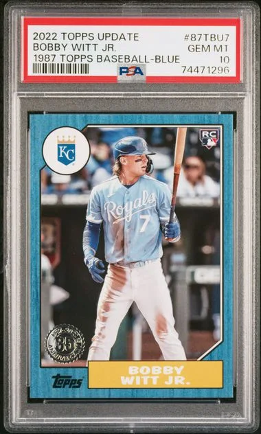 2022 Topps Update Bobby Witt Jr. 1987 Topps Baseball Blue #87TBU7 card image