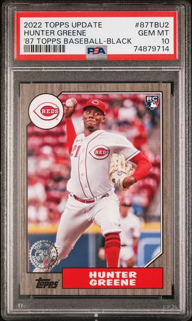 2022 Topps Update Hunter Greene 1987 Topps Baseball Black #87TBU2 card image