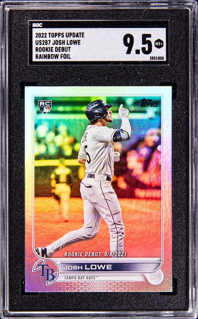 2022 Topps Update Josh Lowe Debut Rainbow Foil #US287 card image