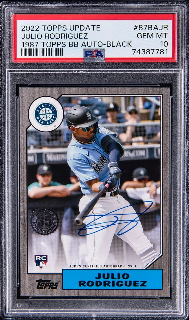 2022 Topps Update Julio Rodriguez 87 Topps Baseball Autographs Black #87BA-JR card image
