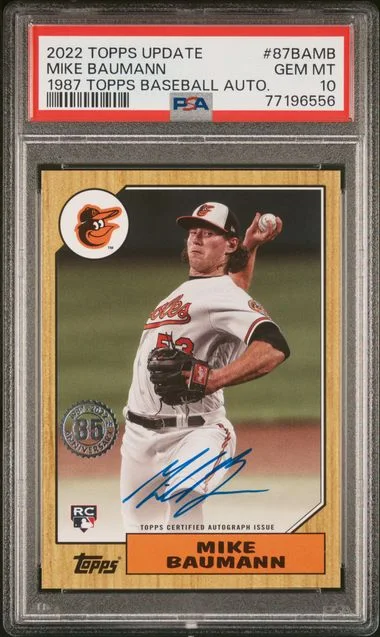 2022 Topps Update Mike Baumann 1987 Topps Baseball Autographs #87BAMB card image