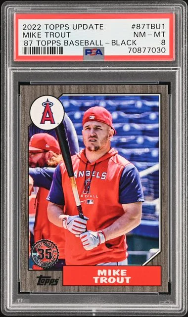 2022 Topps Update Mike Trout 1987 Topps Baseball Black #87TBU-1 card image